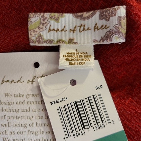 NWT Band of the Free Size Large Red Kacey Split Sleeve Peplum Blouse Bohemian - Picture 14 of 16